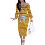 Merry Christmas Australia Off The Shoulder Long Sleeve Dress Xmas Travel Map - Aussie Hoodie