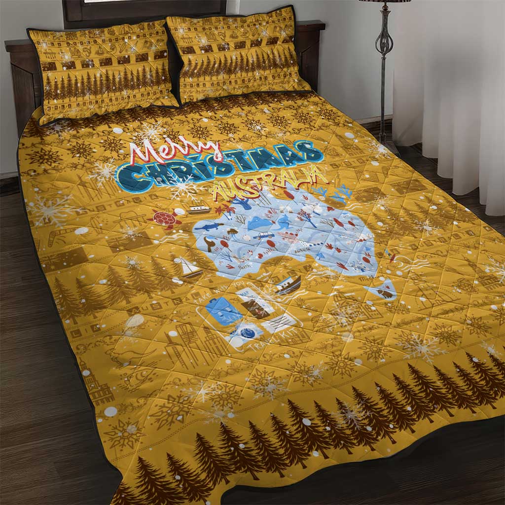 Merry Christmas Australia Quilt Bed Set Xmas Travel Map - Aussie Hoodie
