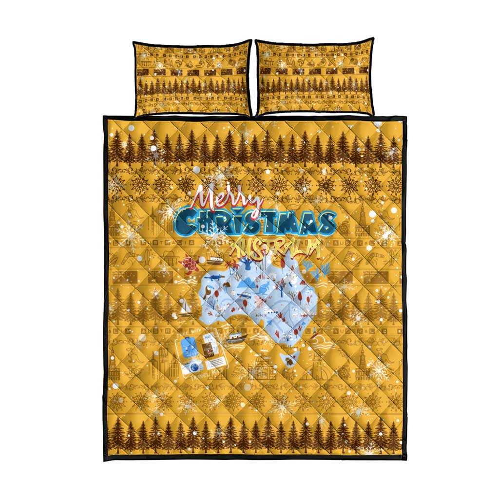 Merry Christmas Australia Quilt Bed Set Xmas Travel Map - Aussie Hoodie
