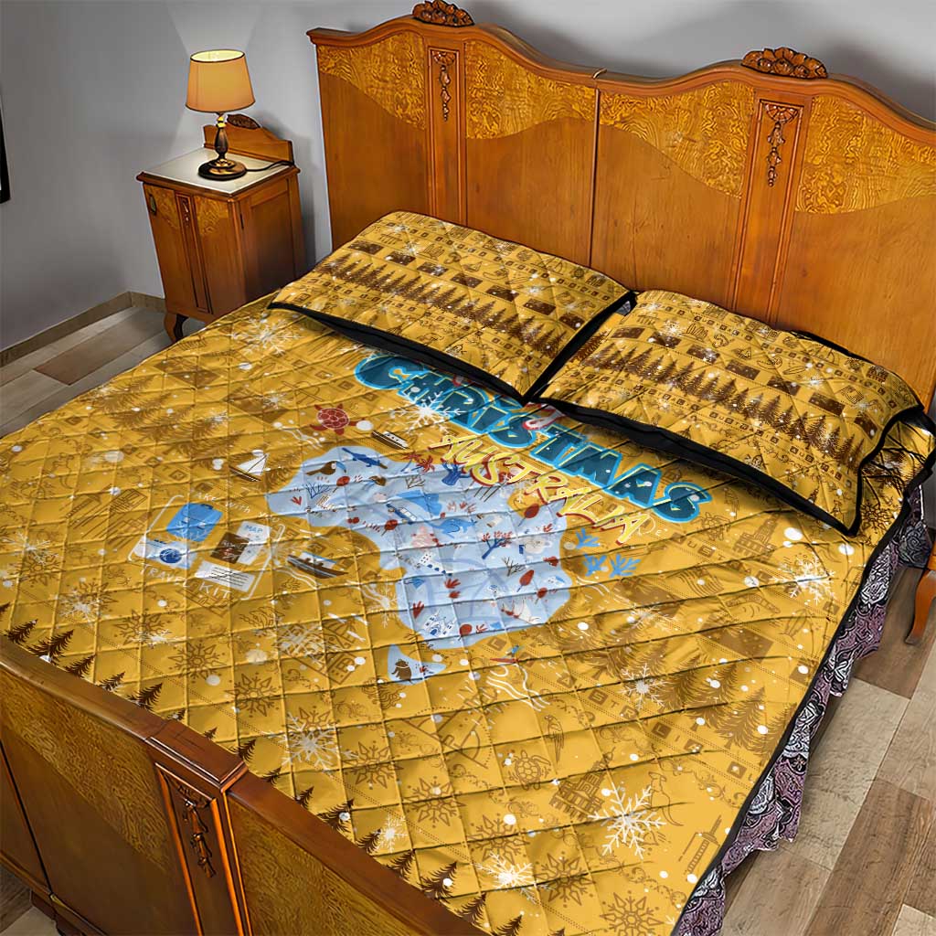 Merry Christmas Australia Quilt Bed Set Xmas Travel Map - Aussie Hoodie