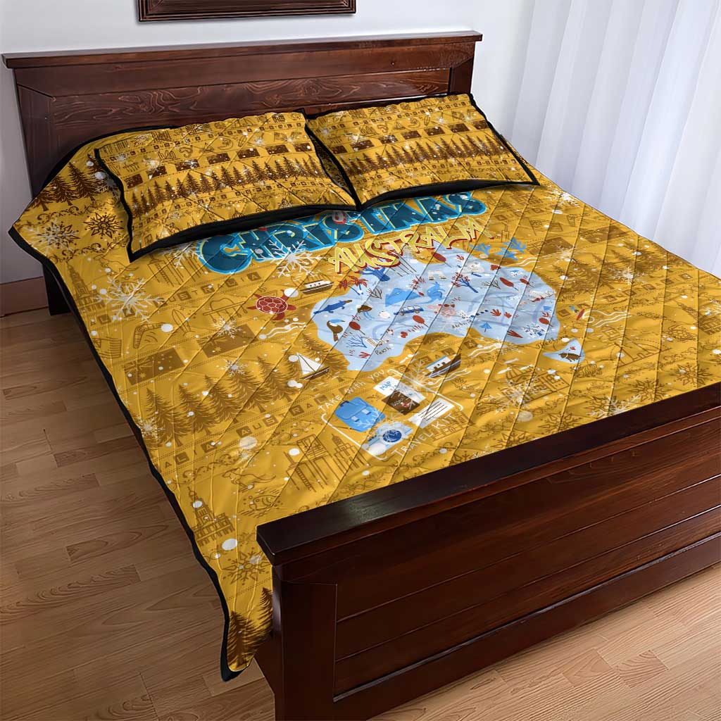Merry Christmas Australia Quilt Bed Set Xmas Travel Map - Aussie Hoodie