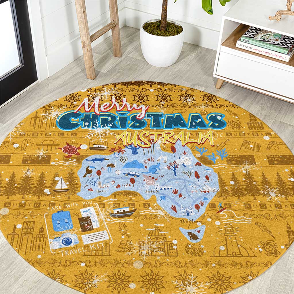 Merry Christmas Australia Round Carpet Xmas Travel Map - Aussie Hoodie