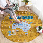 Merry Christmas Australia Round Carpet Xmas Travel Map - Aussie Hoodie