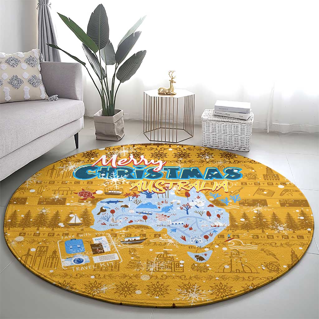 Merry Christmas Australia Round Carpet Xmas Travel Map - Aussie Hoodie