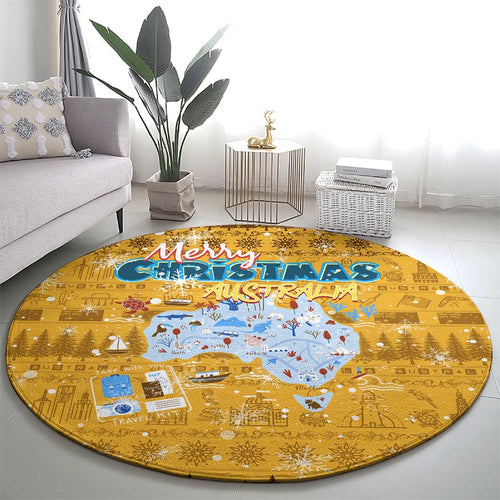 Merry Christmas Australia Round Carpet Xmas Travel Map - Aussie Hoodie