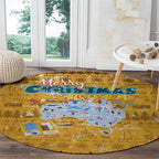 Merry Christmas Australia Round Carpet Xmas Travel Map - Aussie Hoodie