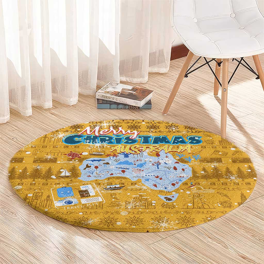 Merry Christmas Australia Round Carpet Xmas Travel Map - Aussie Hoodie