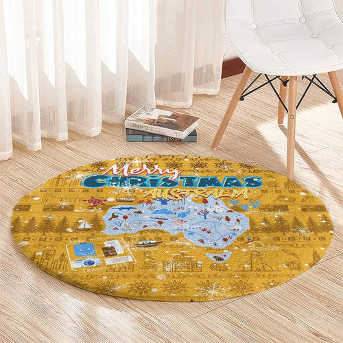 Merry Christmas Australia Round Carpet Xmas Travel Map - Aussie Hoodie