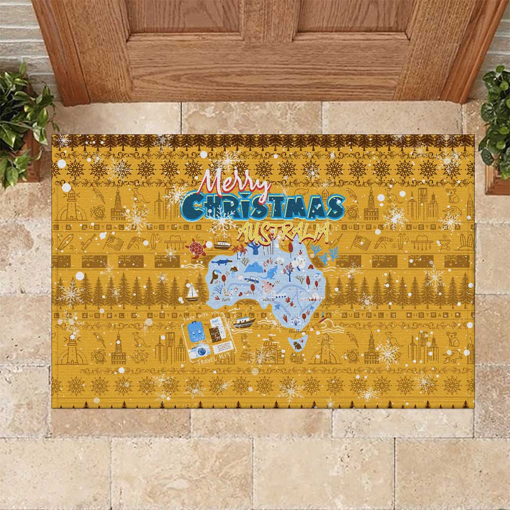 Merry Christmas Australia Rubber Doormat Xmas Travel Map - Aussie Hoodie
