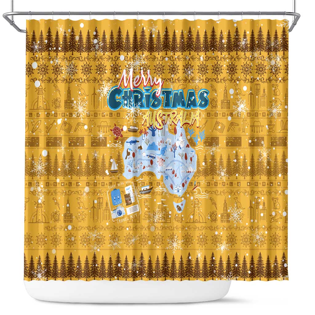Merry Christmas Australia Shower Curtain Xmas Travel Map - Aussie Hoodie