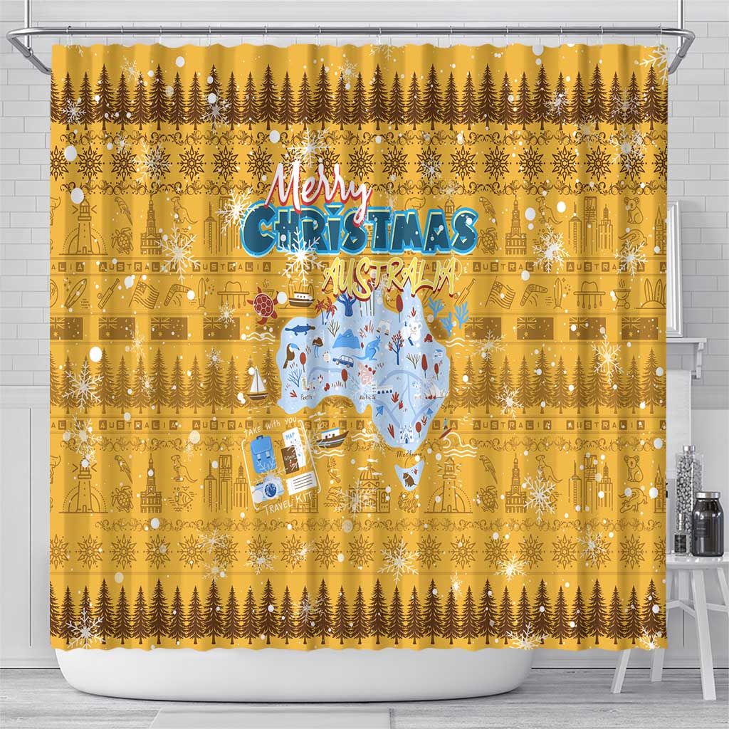 Merry Christmas Australia Shower Curtain Xmas Travel Map - Aussie Hoodie