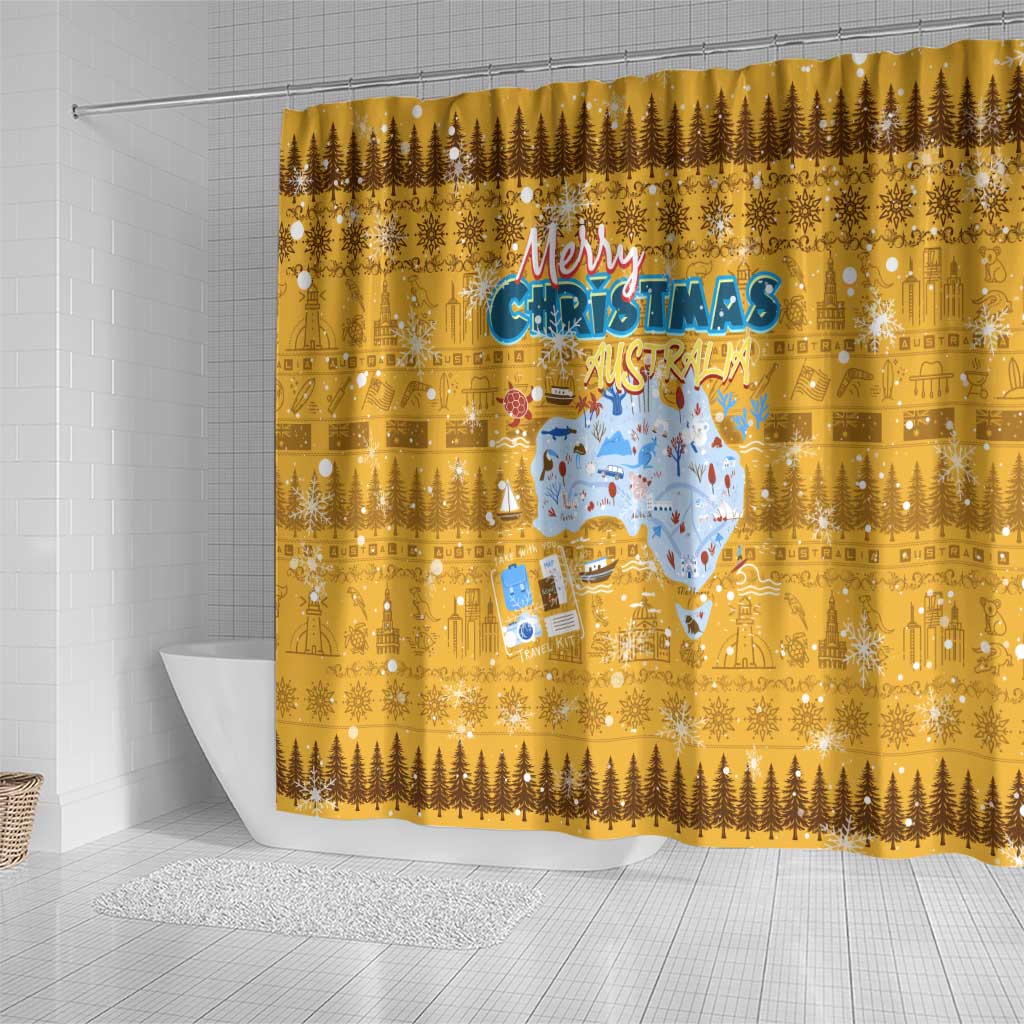 Merry Christmas Australia Shower Curtain Xmas Travel Map - Aussie Hoodie