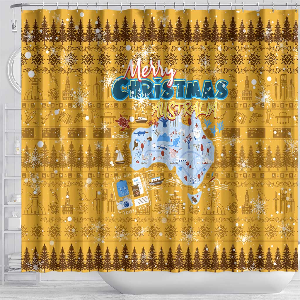 Merry Christmas Australia Shower Curtain Xmas Travel Map - Aussie Hoodie