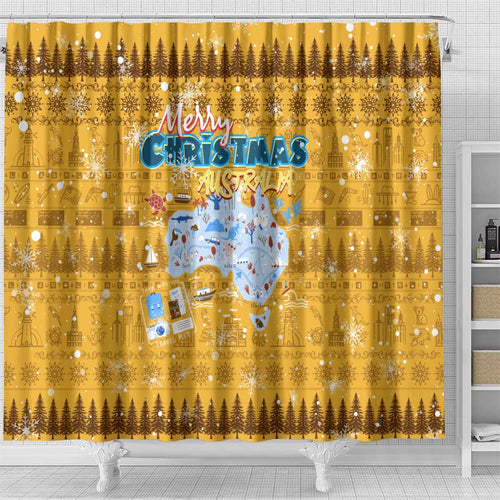Merry Christmas Australia Shower Curtain Xmas Travel Map - Aussie Hoodie