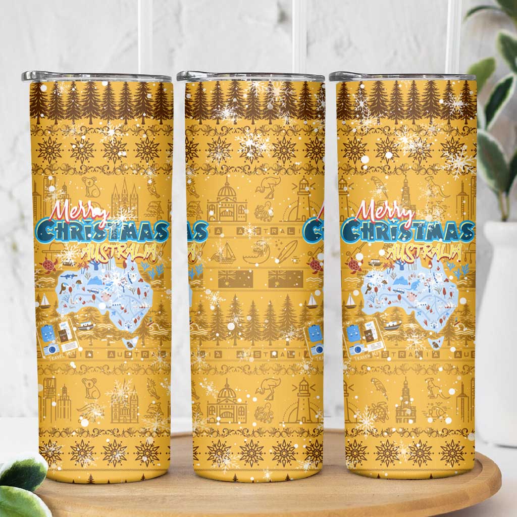 Merry Christmas Australia Skinny Tumbler Xmas Travel Map - Aussie Hoodie
