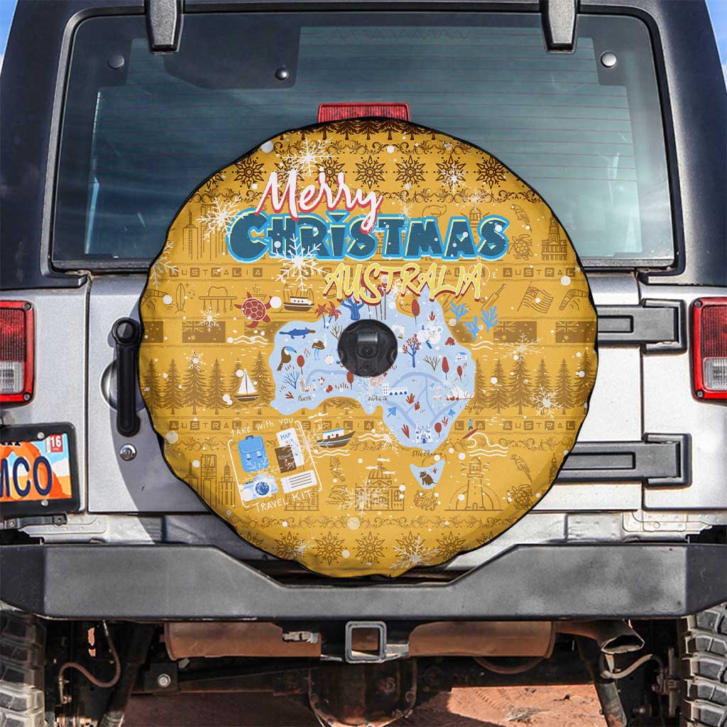 Merry Christmas Australia Spare Tire Cover Xmas Travel Map - Aussie Hoodie