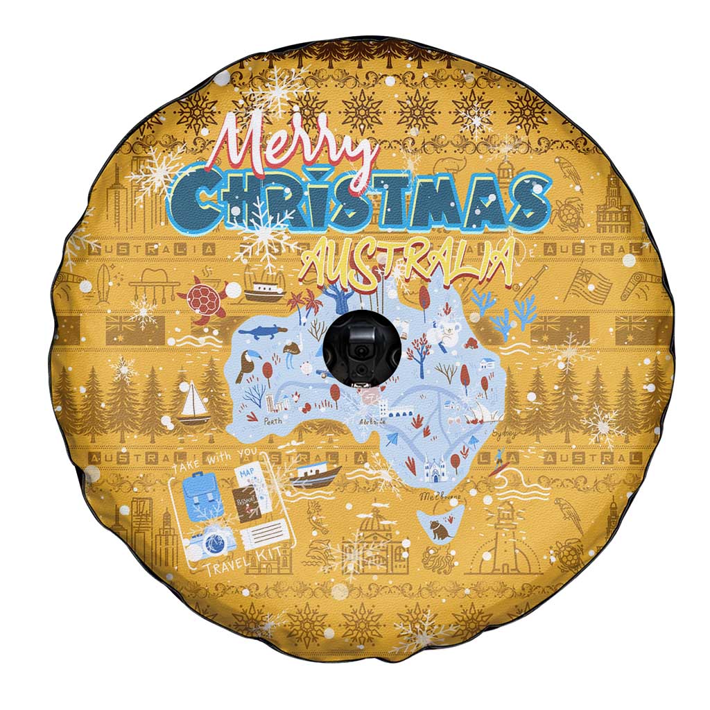 Merry Christmas Australia Spare Tire Cover Xmas Travel Map - Aussie Hoodie