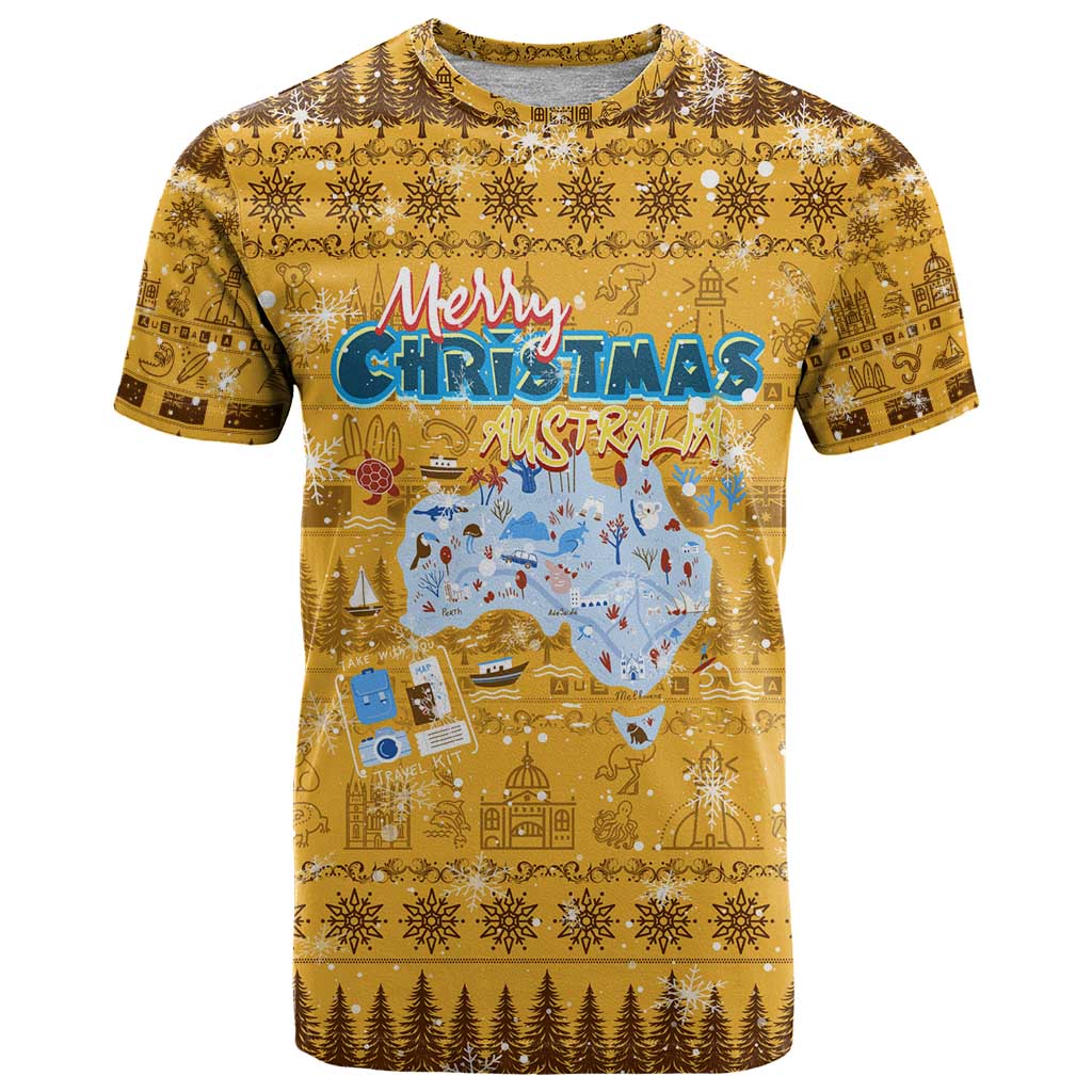 Merry Christmas Australia T Shirt Xmas Travel Map - Aussie Hoodie
