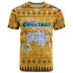 Merry Christmas Australia T Shirt Xmas Travel Map - Aussie Hoodie