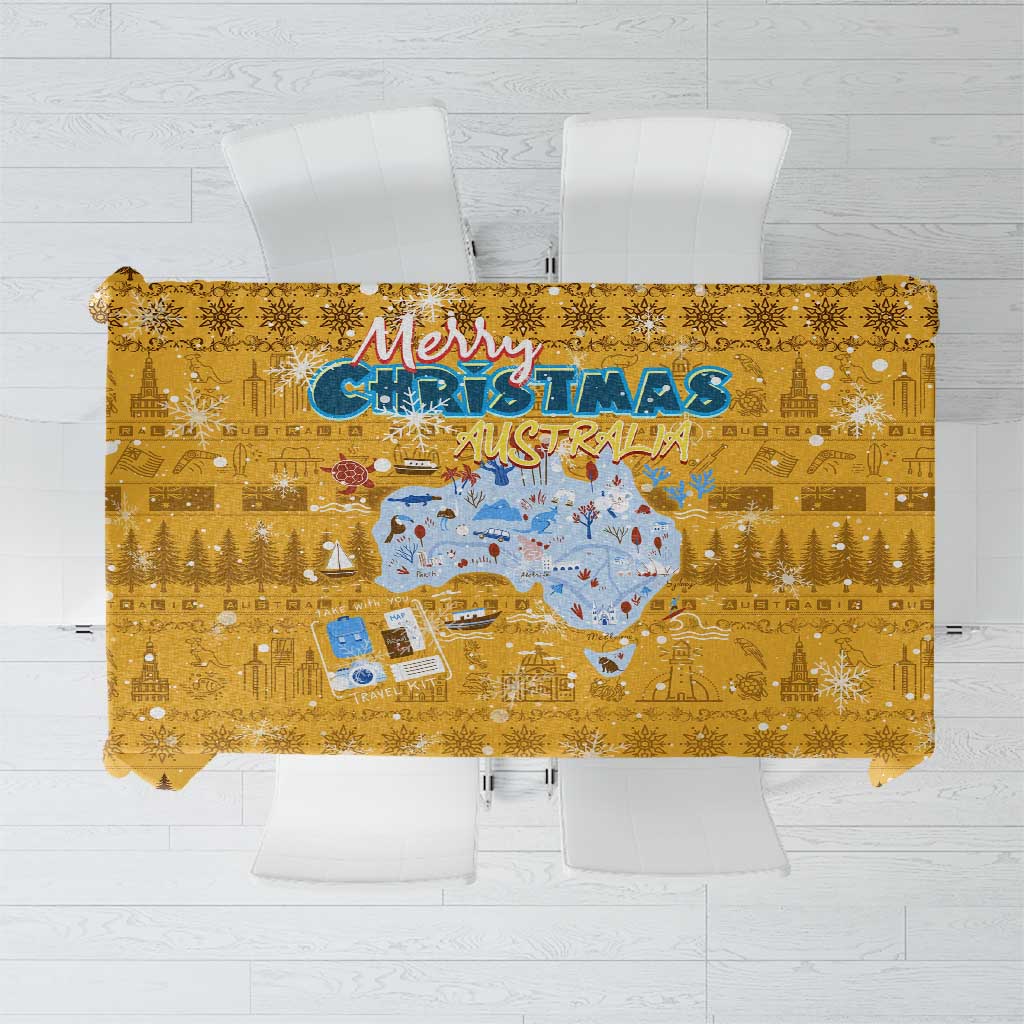 Merry Christmas Australia Tablecloth Xmas Travel Map - Aussie Hoodie