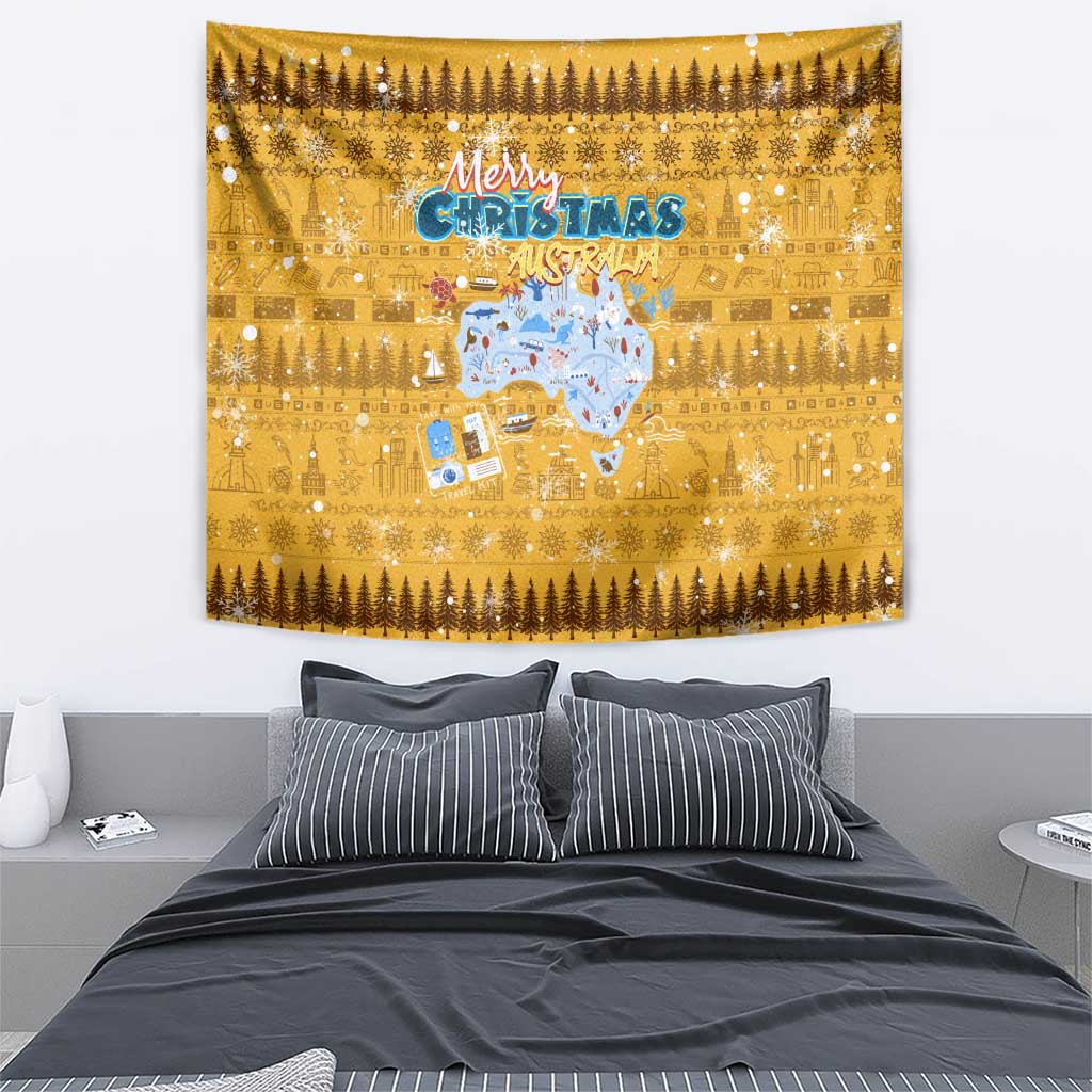 Merry Christmas Australia Tapestry Xmas Travel Map - Aussie Hoodie