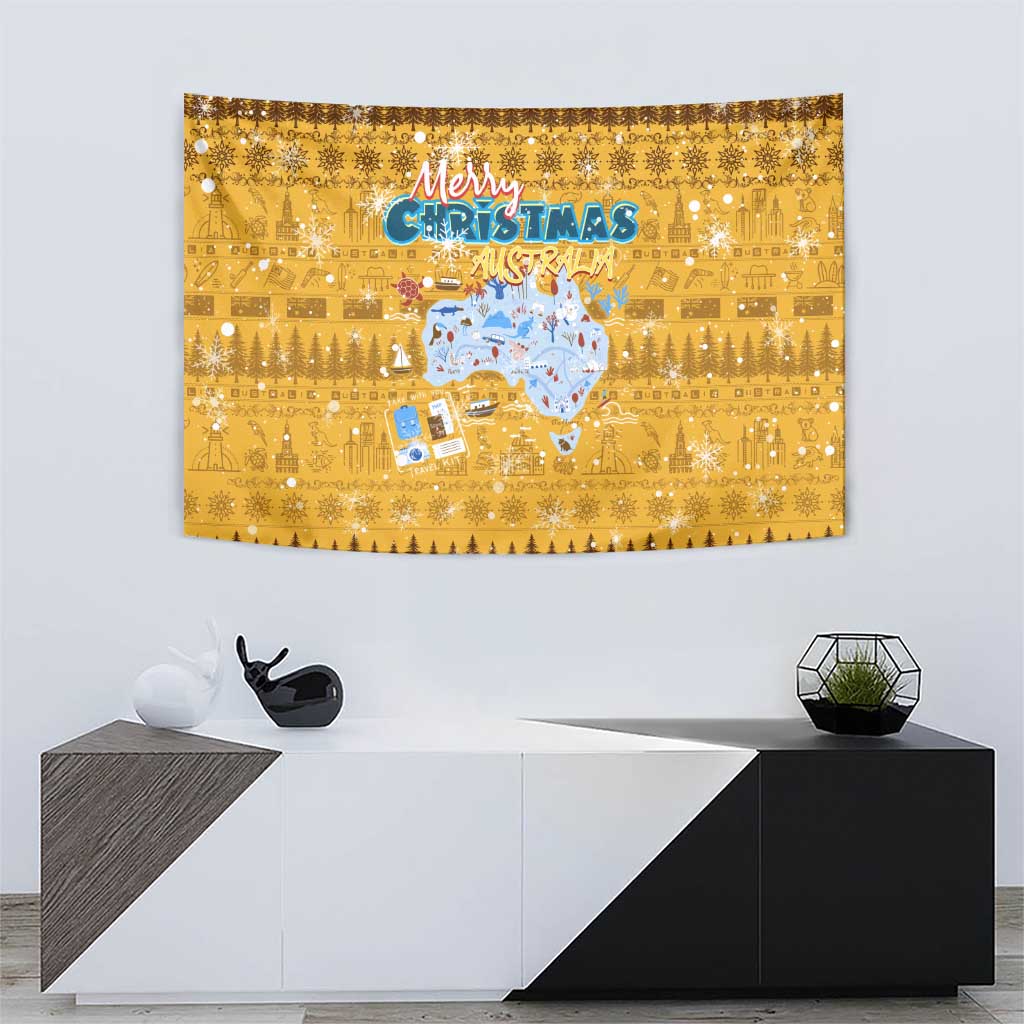 Merry Christmas Australia Tapestry Xmas Travel Map - Aussie Hoodie