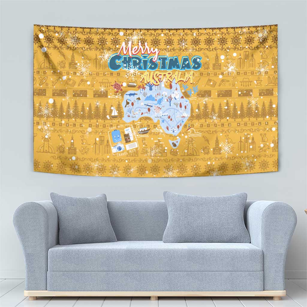 Merry Christmas Australia Tapestry Xmas Travel Map - Aussie Hoodie