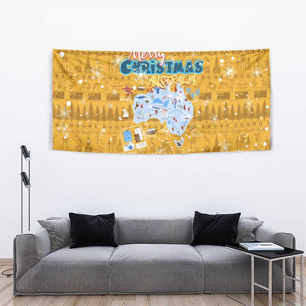 Merry Christmas Australia Tapestry Xmas Travel Map - Aussie Hoodie