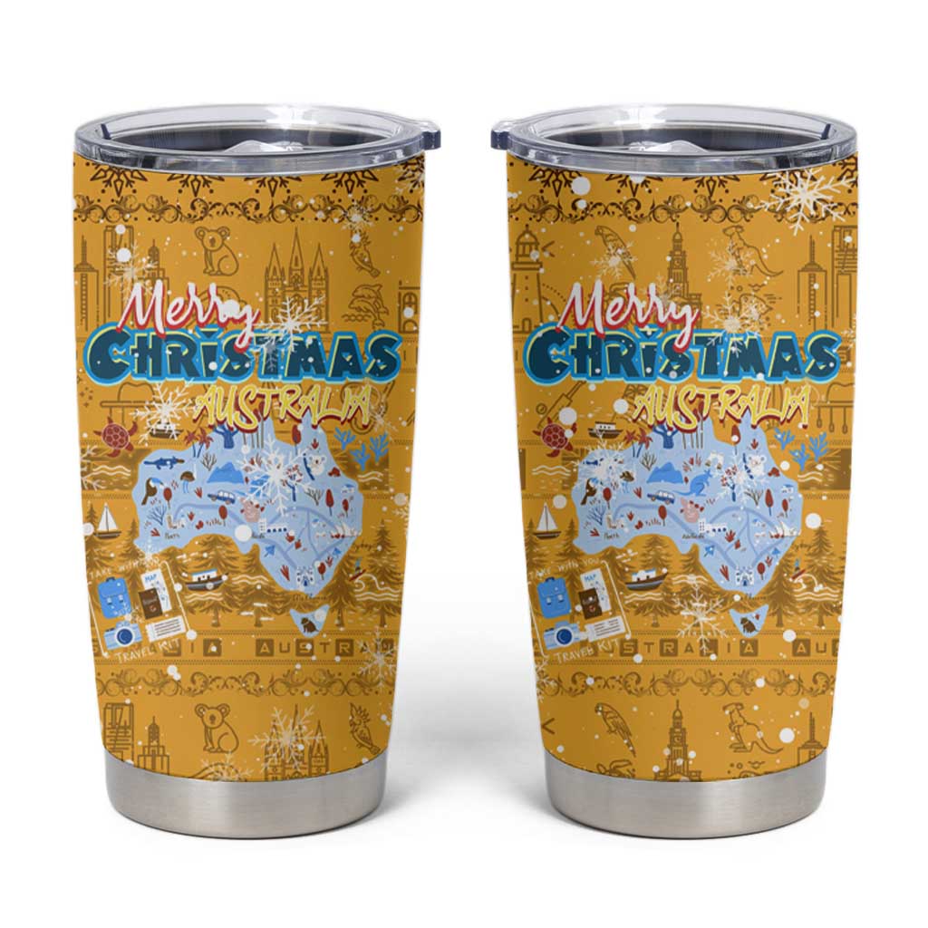 Merry Christmas Australia Tumbler Cup Xmas Travel Map - Aussie Hoodie