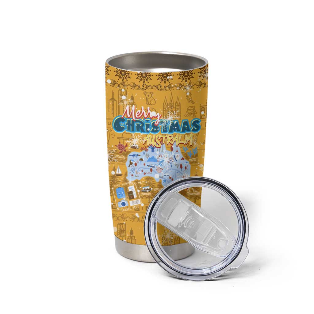 Merry Christmas Australia Tumbler Cup Xmas Travel Map - Aussie Hoodie