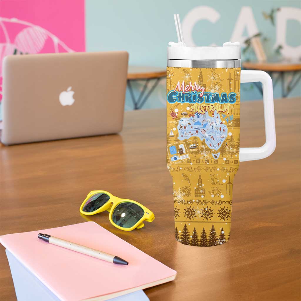 Merry Christmas Australia Tumbler With Handle Xmas Travel Map - Aussie Hoodie