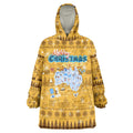 Merry Christmas Australia Wearable Blanket Hoodie Xmas Travel Map - Aussie Hoodie