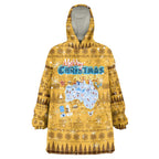 Merry Christmas Australia Wearable Blanket Hoodie Xmas Travel Map - Aussie Hoodie