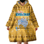 Merry Christmas Australia Wearable Blanket Hoodie Xmas Travel Map - Aussie Hoodie