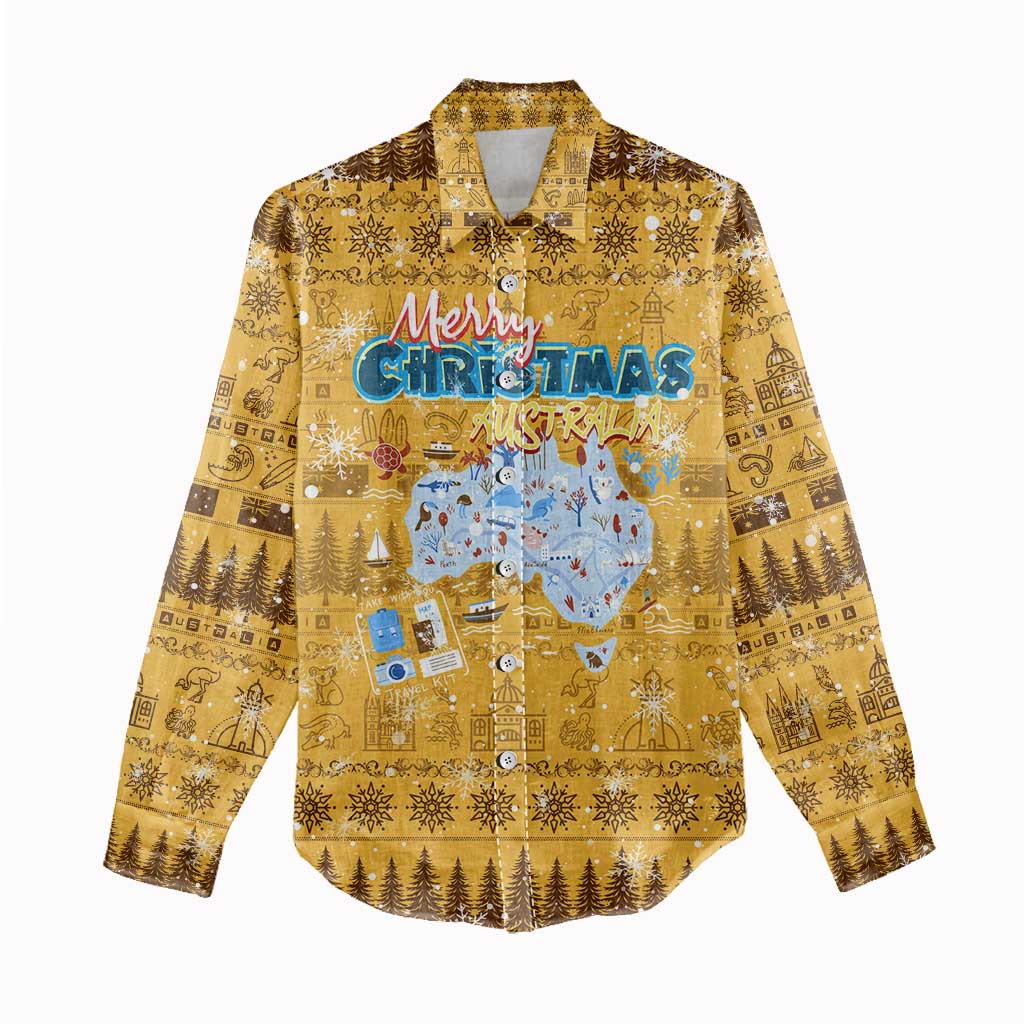 Merry Christmas Australia Women Casual Shirt Xmas Travel Map - Aussie Hoodie