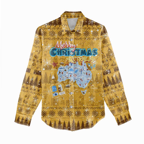 Merry Christmas Australia Women Casual Shirt Xmas Travel Map - Aussie Hoodie