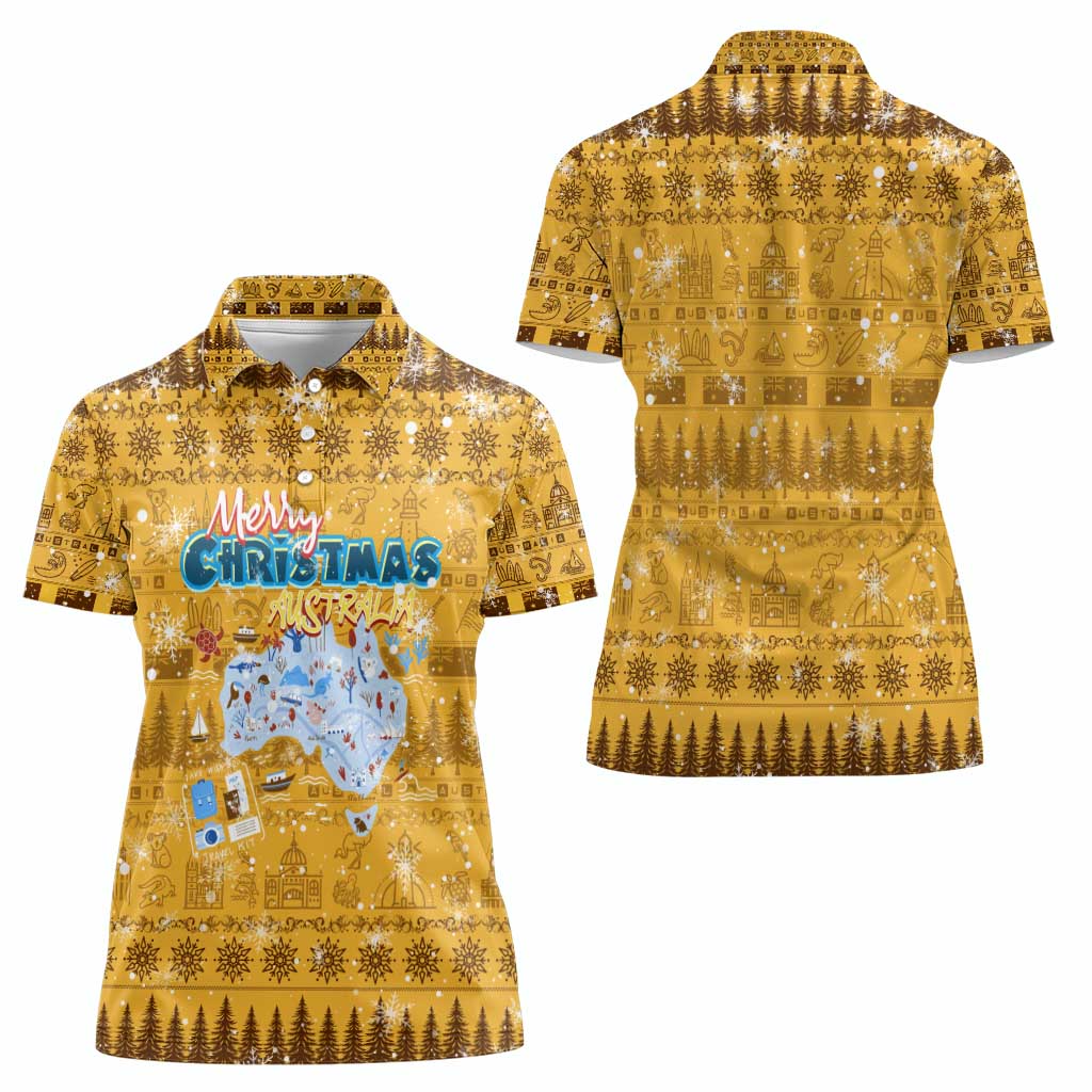 Merry Christmas Australia Women Polo Shirt Xmas Travel Map - Aussie Hoodie