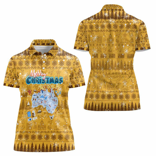 Merry Christmas Australia Women Polo Shirt Xmas Travel Map - Aussie Hoodie