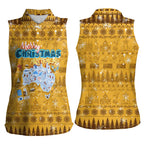 Merry Christmas Australia Women Sleeveless Polo Shirt Xmas Travel Map - Aussie Hoodie