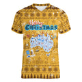 Merry Christmas Australia Women V-Neck T-Shirt Xmas Travel Map - Aussie Hoodie