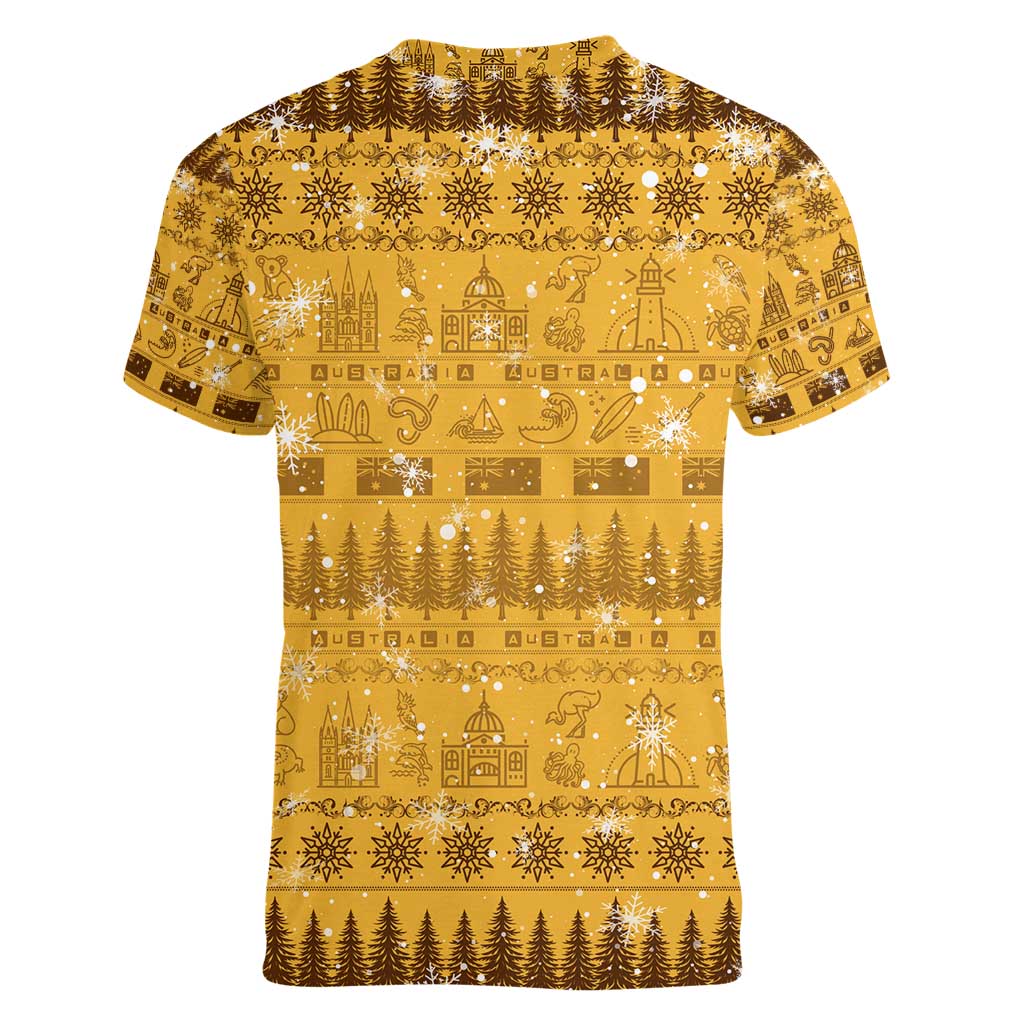 Merry Christmas Australia Women V-Neck T-Shirt Xmas Travel Map - Aussie Hoodie