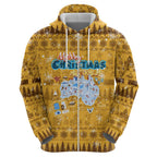 Merry Christmas Australia Zip Hoodie Xmas Travel Map - Aussie Hoodie