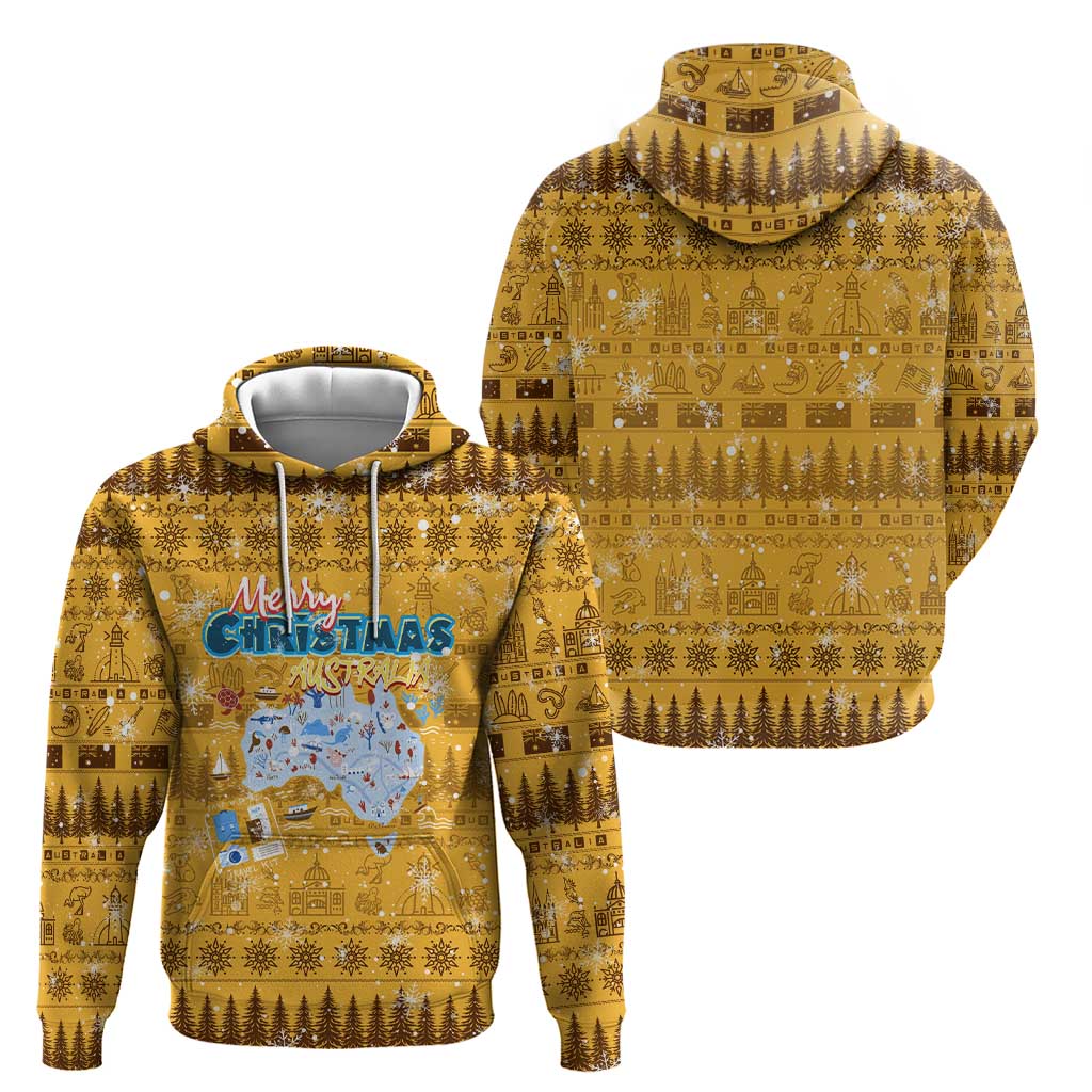 Merry Christmas Australia Zip Hoodie Xmas Travel Map - Aussie Hoodie