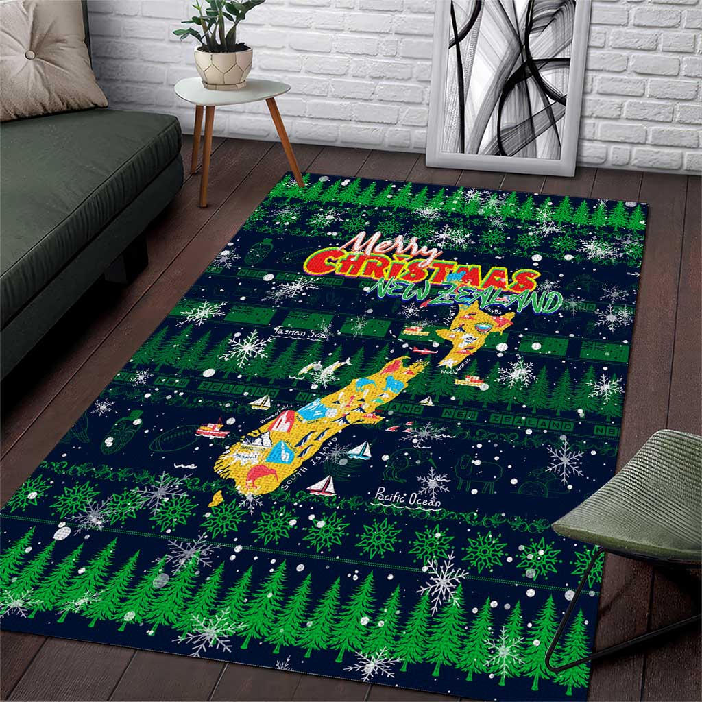 Merry Christmas New Zealand Area Rug Xmas Travel Map - Aussie Hoodie
