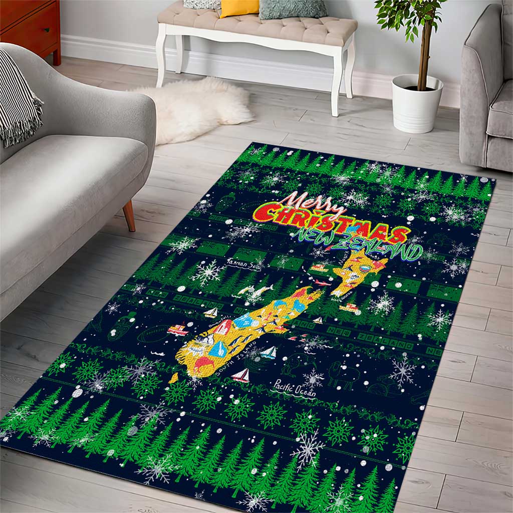 Merry Christmas New Zealand Area Rug Xmas Travel Map - Aussie Hoodie