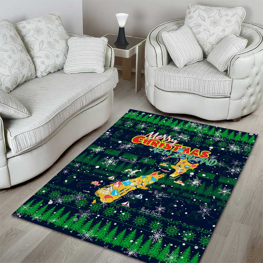 Merry Christmas New Zealand Area Rug Xmas Travel Map - Aussie Hoodie