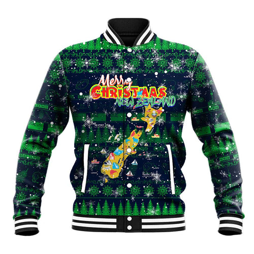 Merry Christmas New Zealand Baseball Jacket Xmas Travel Map - Aussie Hoodie