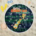 Merry Christmas New Zealand Beach Blanket Xmas Travel Map - Aussie Hoodie