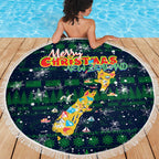Merry Christmas New Zealand Beach Blanket Xmas Travel Map - Aussie Hoodie
