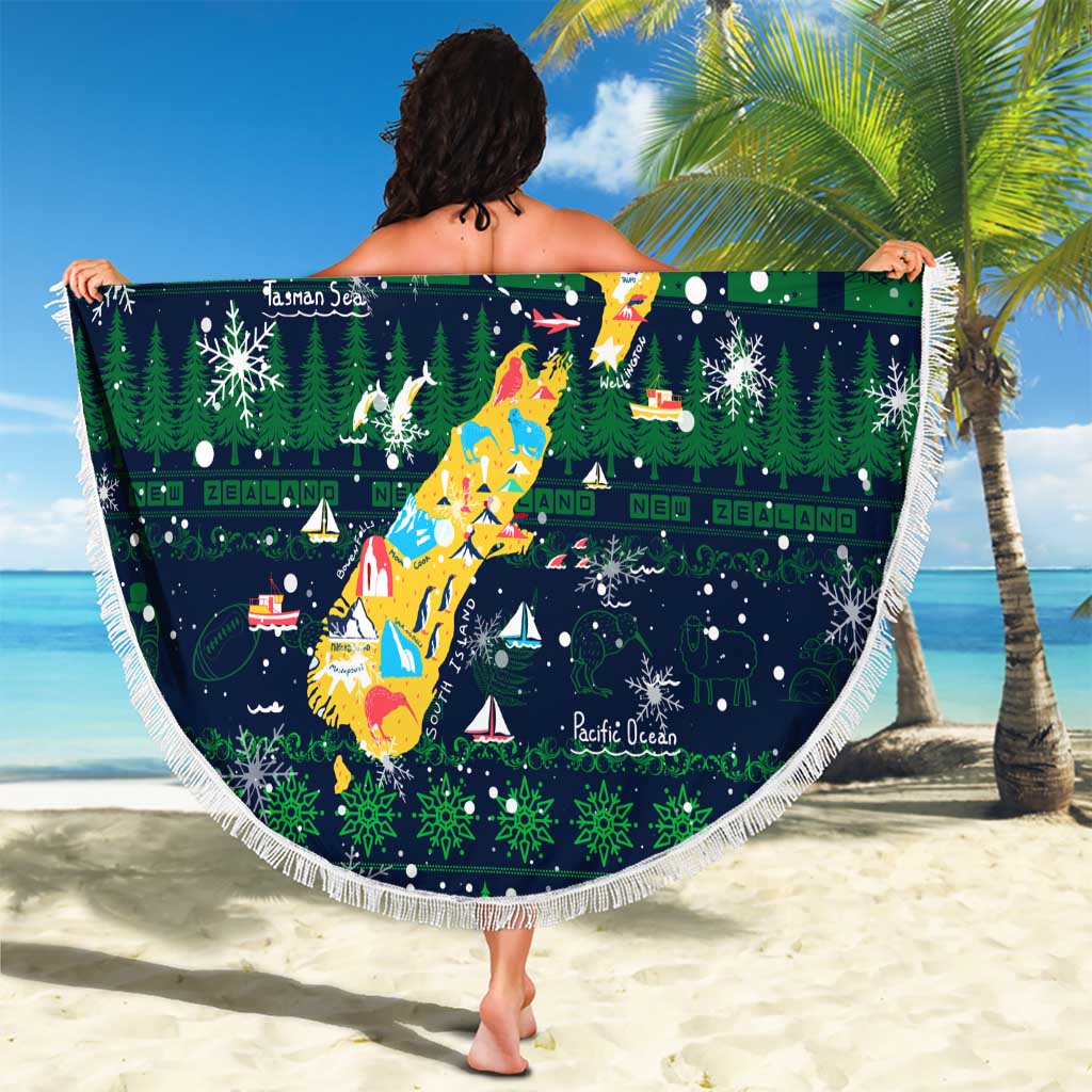 Merry Christmas New Zealand Beach Blanket Xmas Travel Map - Aussie Hoodie